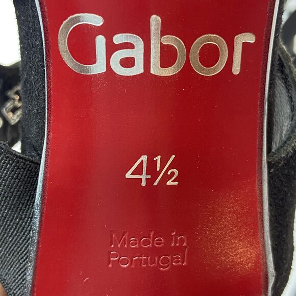 Gabor Fantastica Black Suede Heels Women's Sz 7‎ Strappy Peep Toe Evening Dressy - Picture 7 of 8